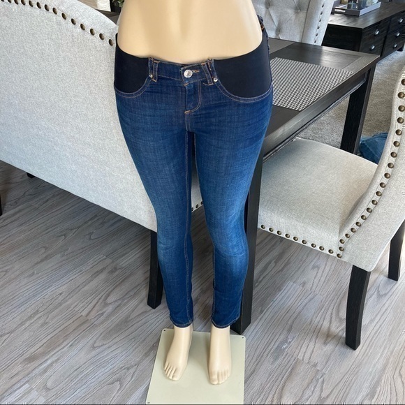 💋 Zara low rise skinny stretch jeans 👖 small black elastic - Picture 1 of 14